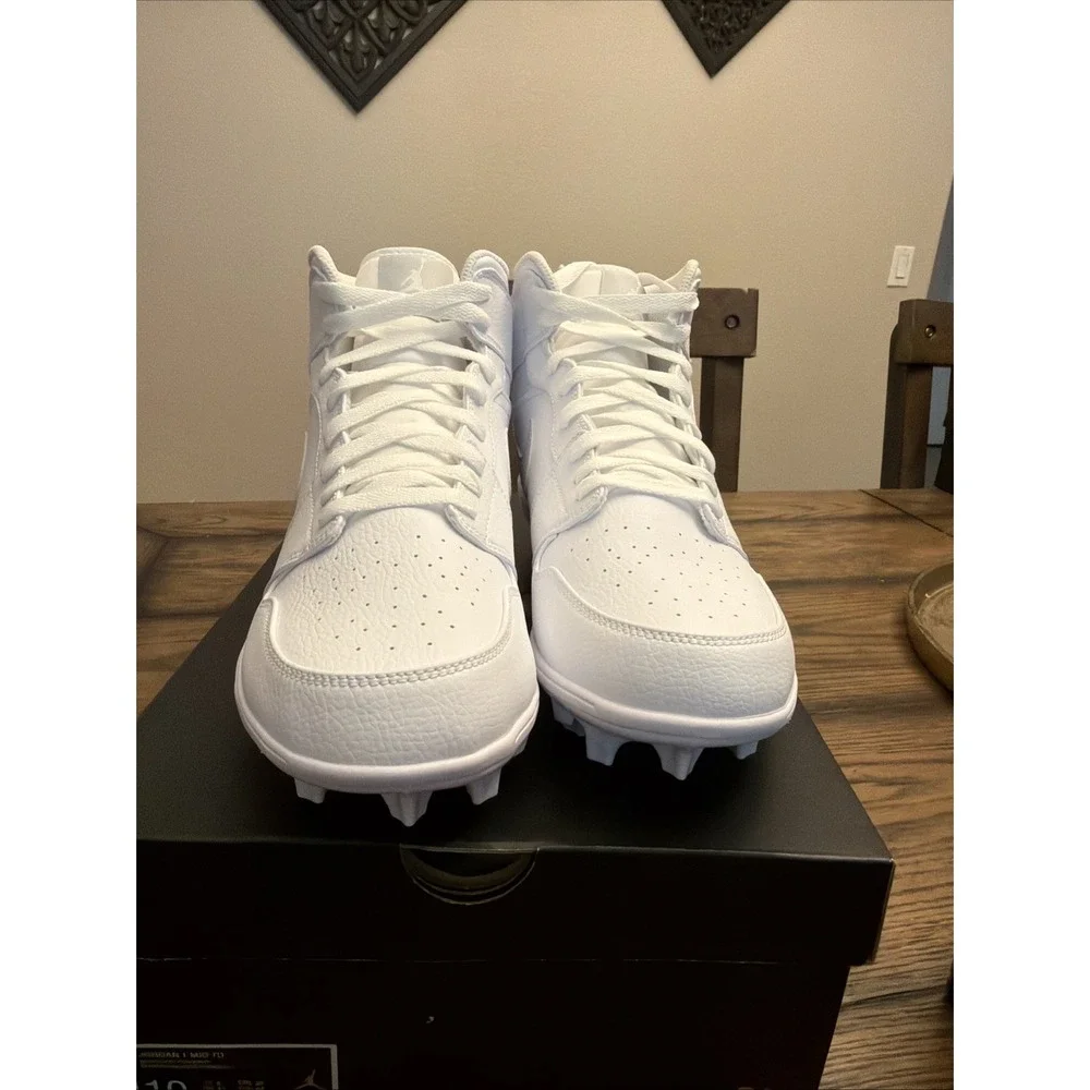 Jordan 1 Mid TD White Grey Fog Football Cleats FJ6805-101 Mens Size 10 …X2